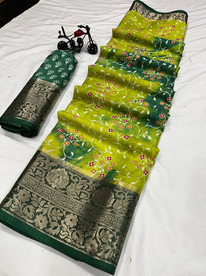 Soft Dola Silk Saree With Jacquard Kanjivaram Border