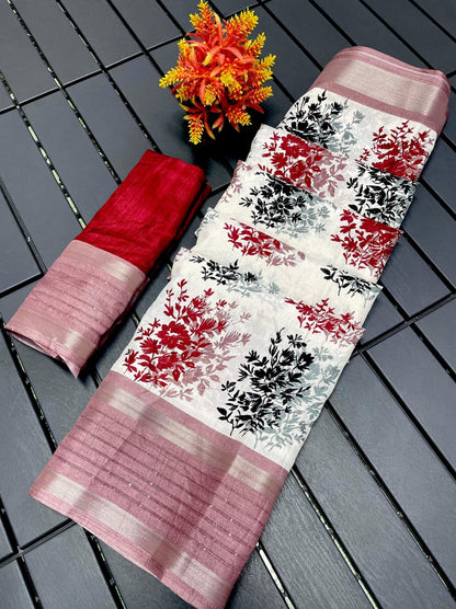 Soft Dola Silk Saree With Contrast Sequence Border