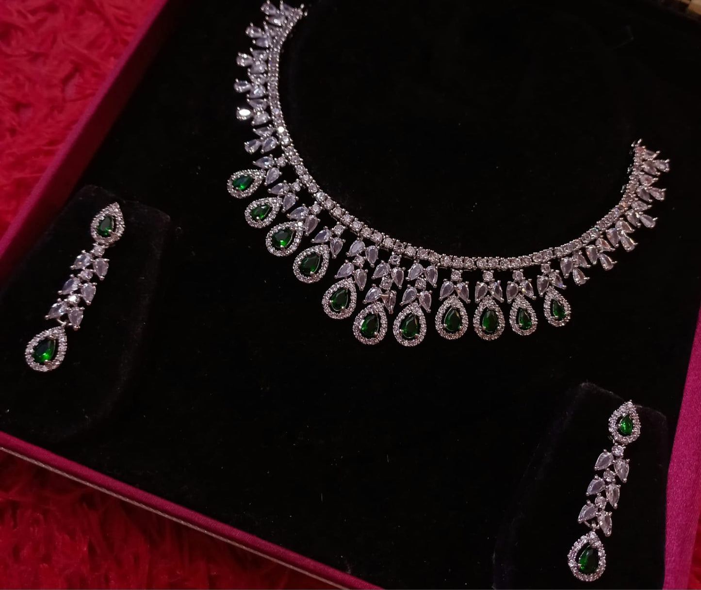 Beautiful Royal CZ Necklace Set