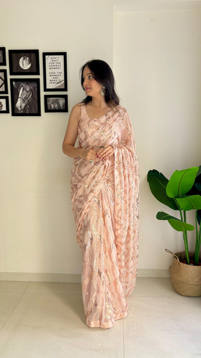 Soft Georgette Saree With Dual Sequence Work