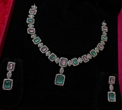 CZ Necklace Set With Beautiful Earrings