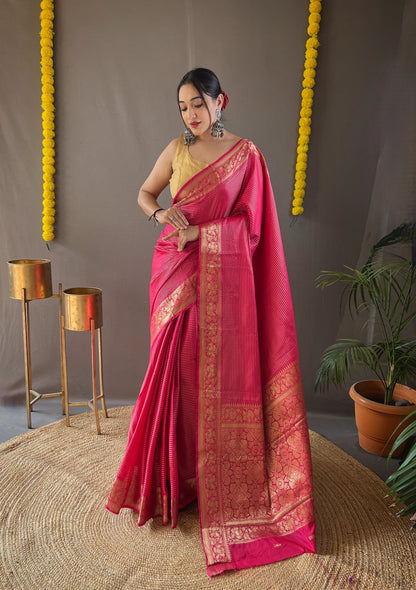 Soft Silk Kanjivaram Saree With Copper Zari Weaving