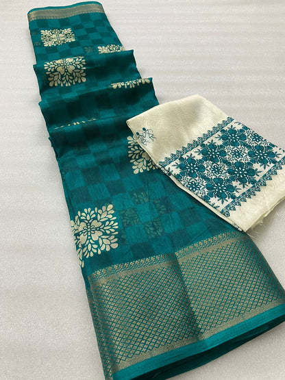 Muslin Jute Cotton Saree With Jacquard Weaving Border