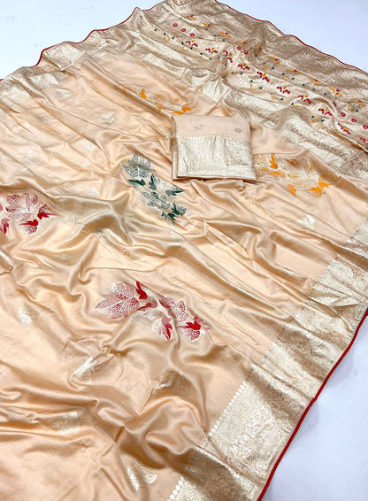 Soft Muslin Silk Saree With Contrast Piping Border