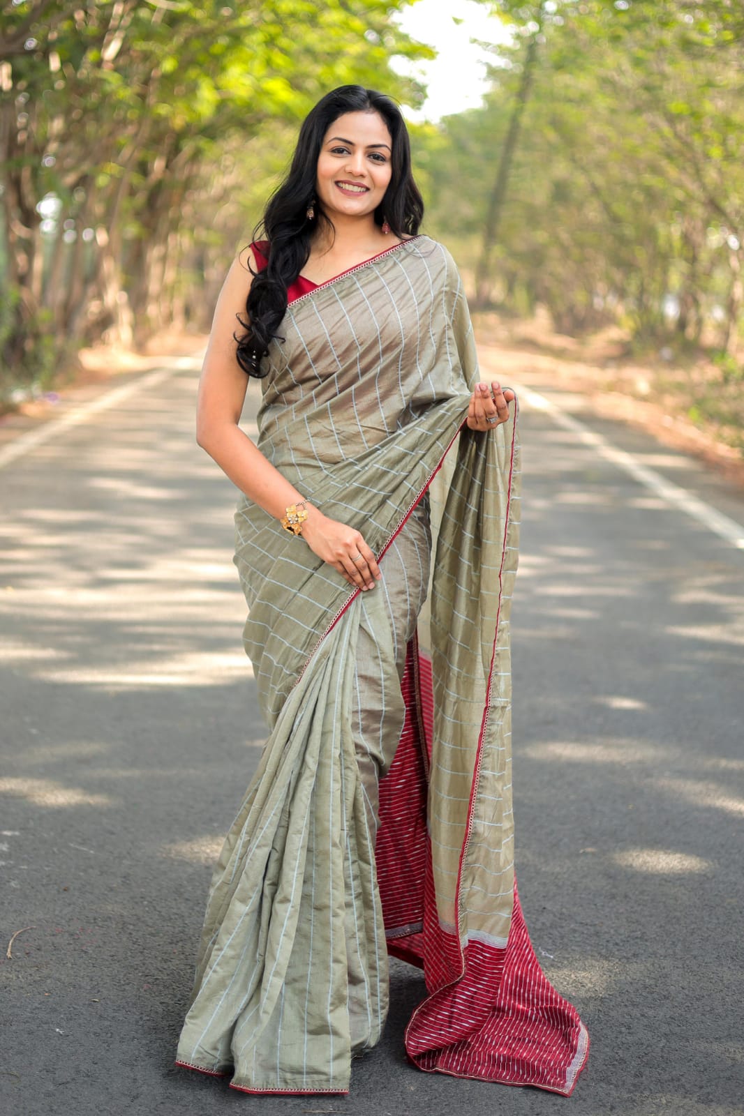 Viscose Cotton Saree With Jacquard Sequence Work