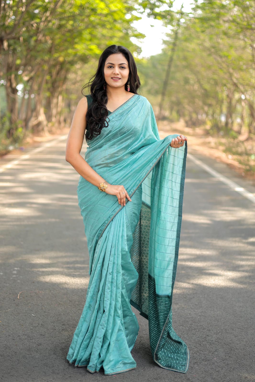 Viscose Cotton Saree With Jacquard Sequence Work