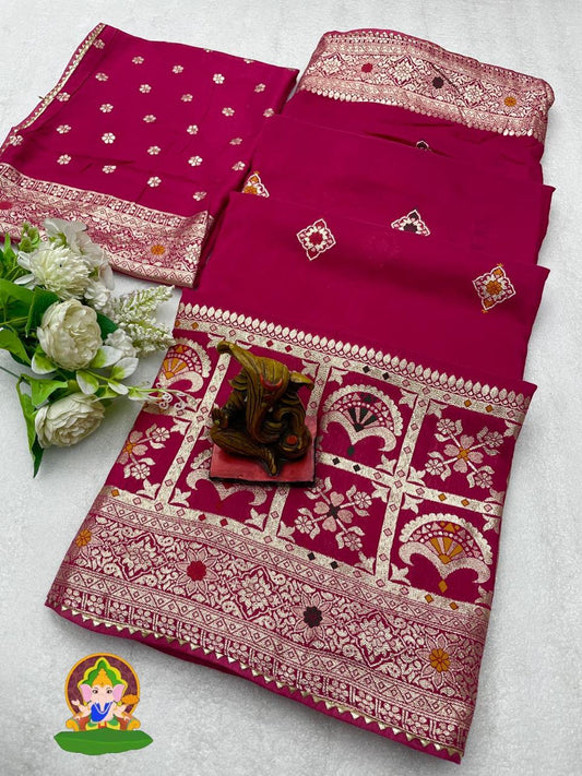 Viscose Dola Silk Saree Meenakari Zari Work