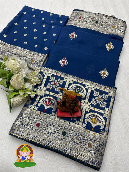 Viscose Dola Silk Saree Meenakari Zari Work