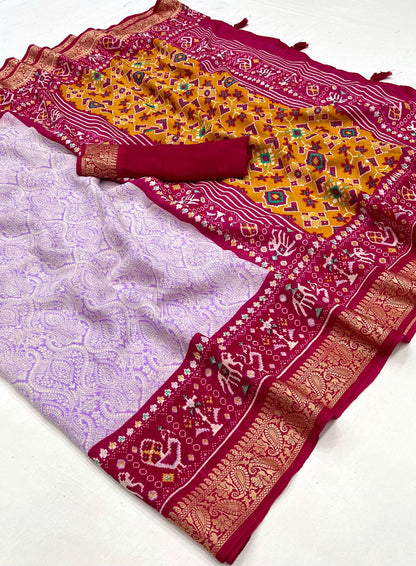 Soft Silk Saree With Patola Design Border