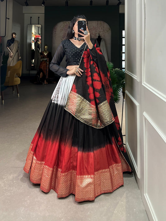 Soft Chanderi Lehenga With Sibori Printing