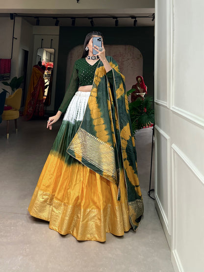 Soft Chanderi Lehenga With Sibori Printing