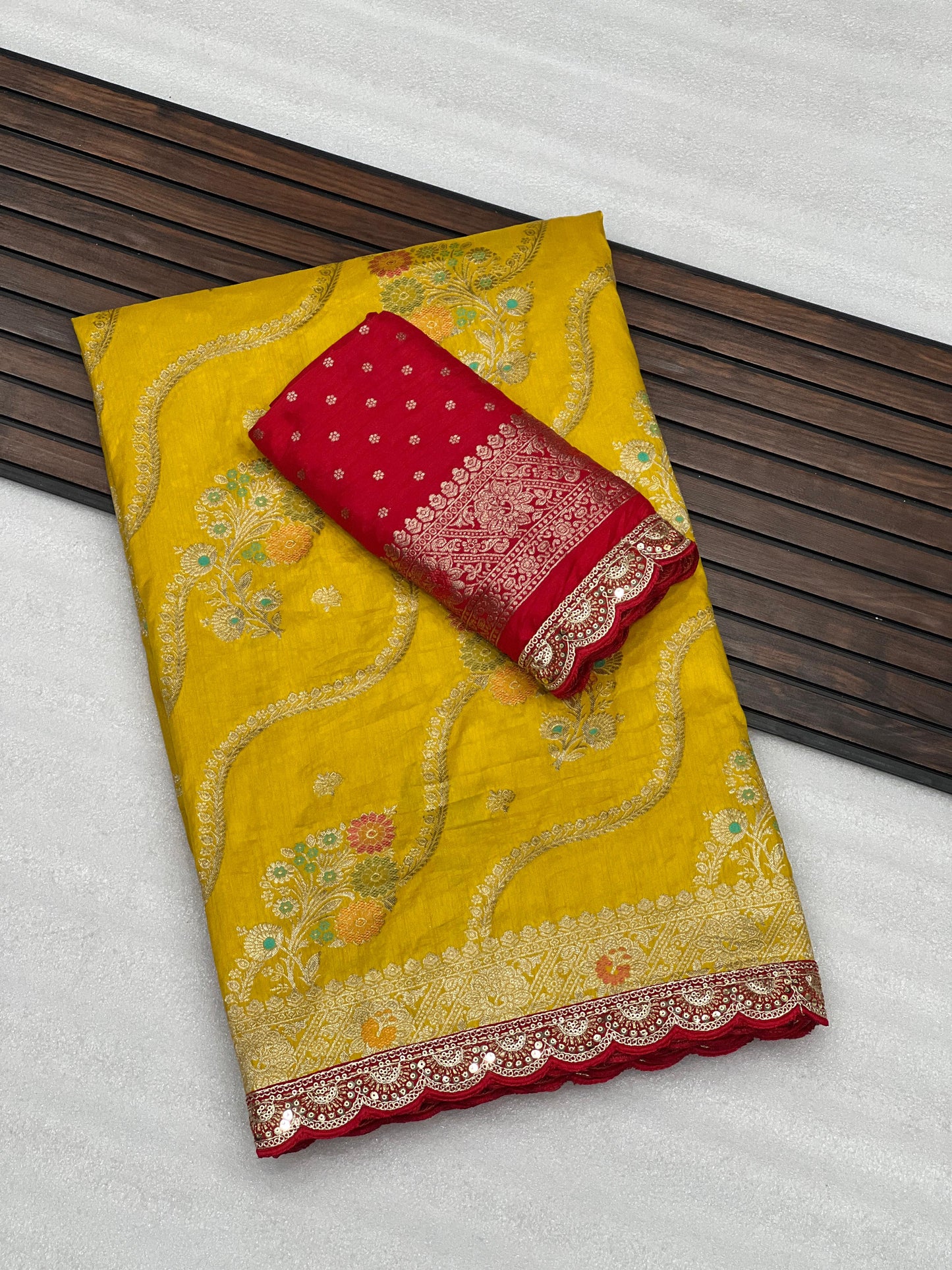 Dola Silk Saree With Embroidery and Thread Work Border