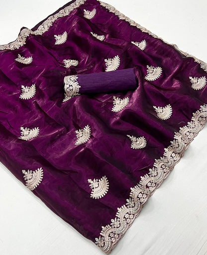 Soft Jimmy Choo Silk Saree With Butta Work