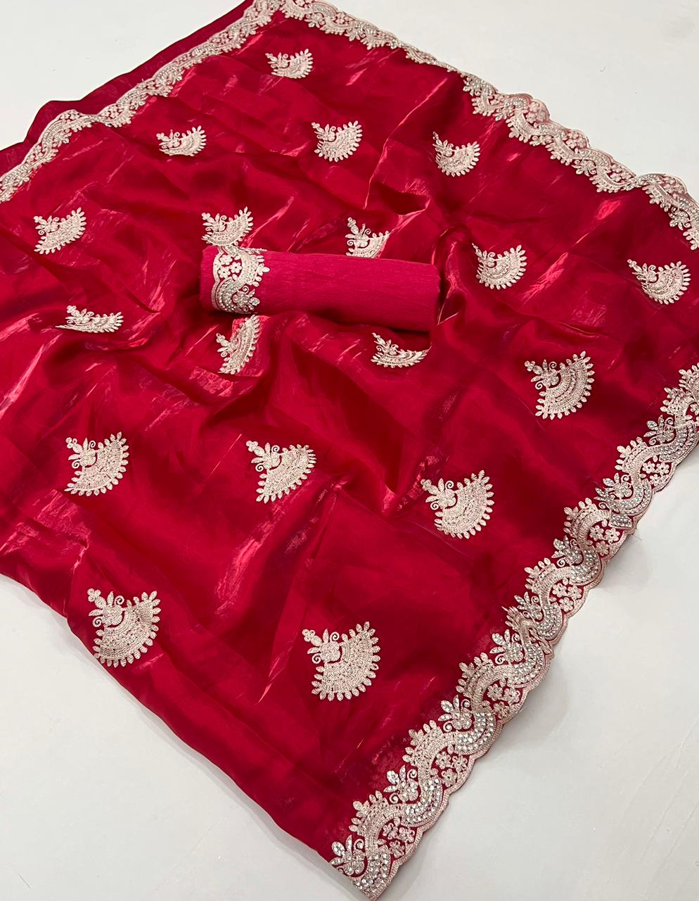 Soft Jimmy Choo Silk Saree With Butta Work