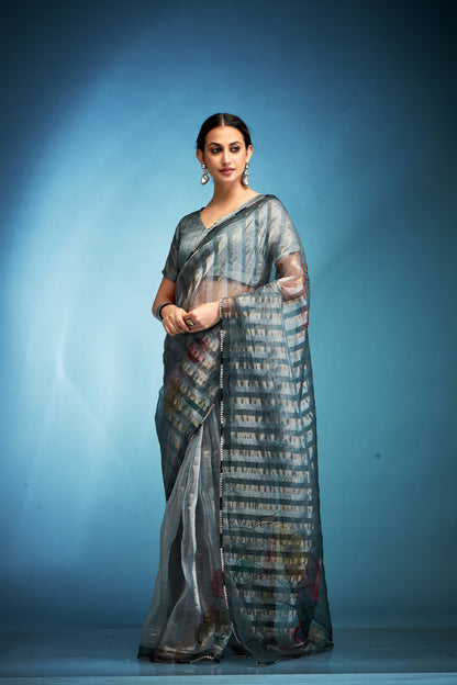 Tissue Silk Saree With Handwork Based Silk Blouse