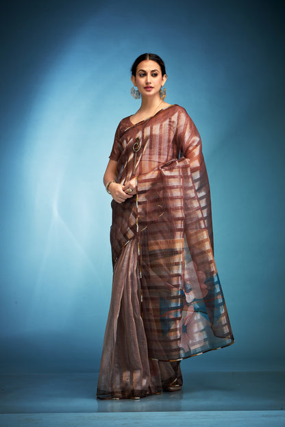 Tissue Silk Saree With Handwork Based Silk Blouse