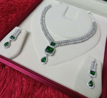 Beautiful CZ Single Line Necklace Set