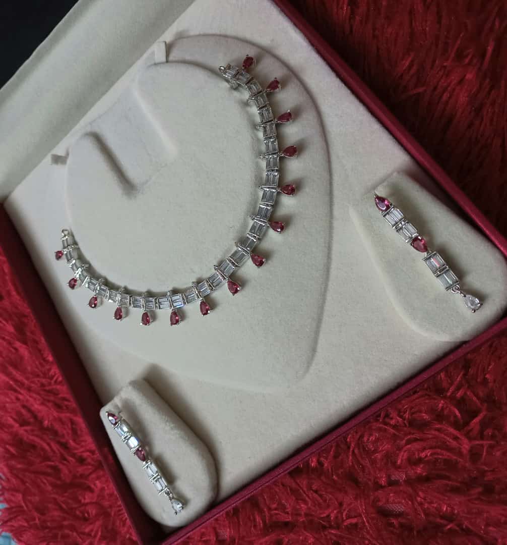 Beautiful CZ Solatier Necklace Fancy Set