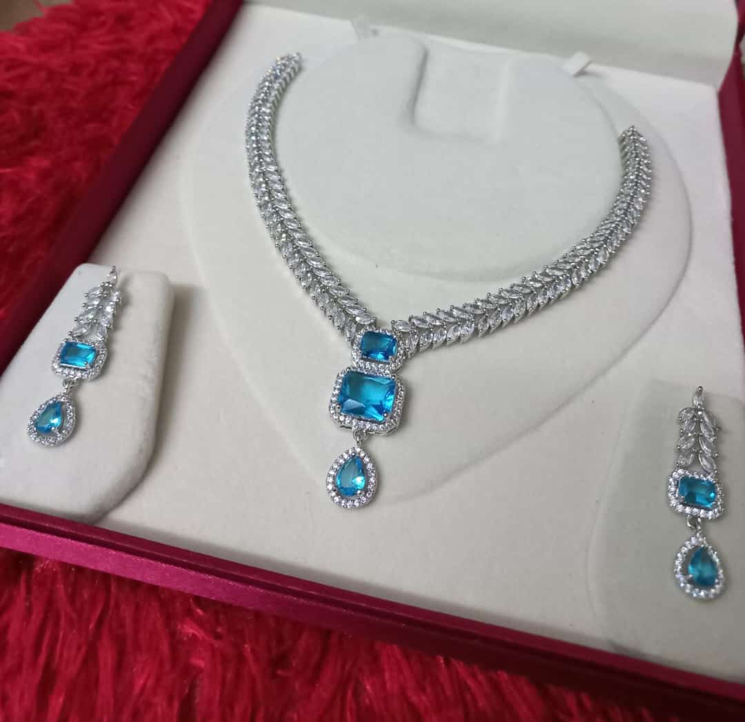 Beautiful CZ Single Line Necklace Set