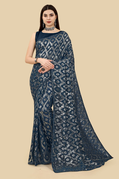 Party Wear Soft Georgette Sequenced Saree