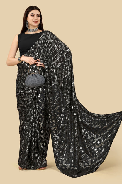 Party Wear Soft Georgette Sequenced Saree