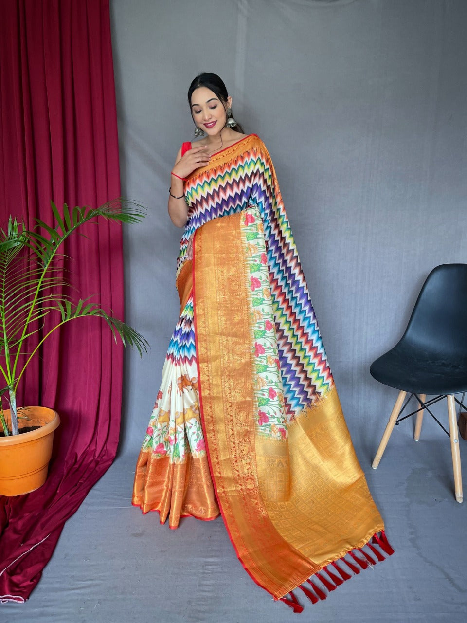 kalamkari pattu sarees | KS004 | beautiful designs - AB & Abi Fashions