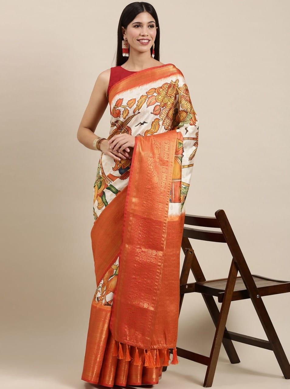 Uppada Blended Kalamkari Silk Saree