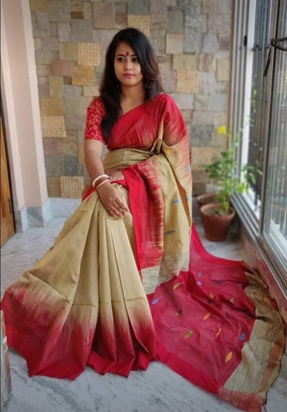 Soft Plain Ikkat Cotton Saree