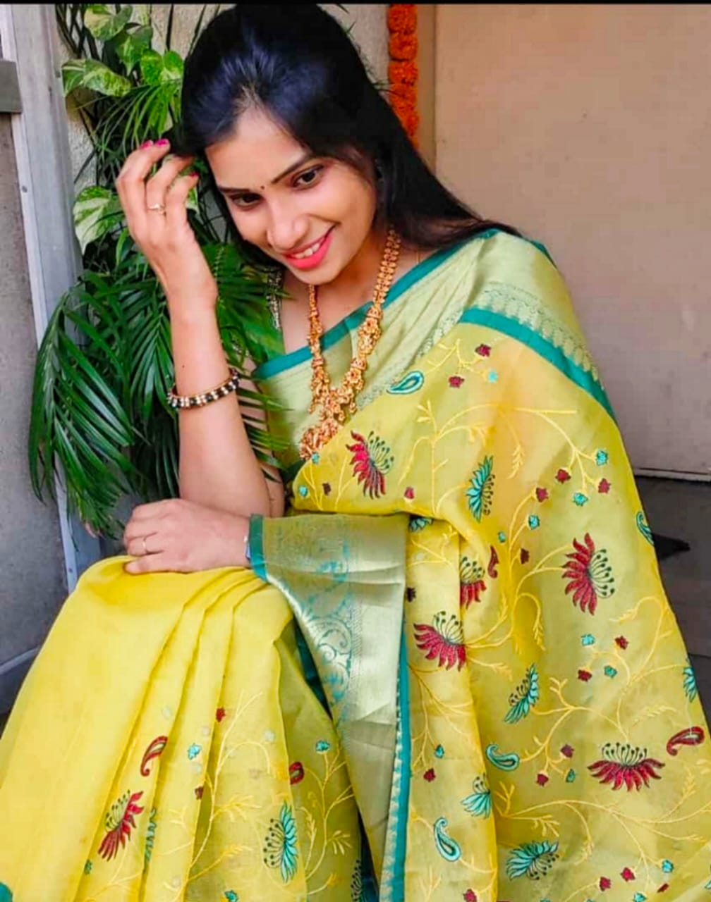 Yellow Soft Tissue Silk With Embroidery Saree