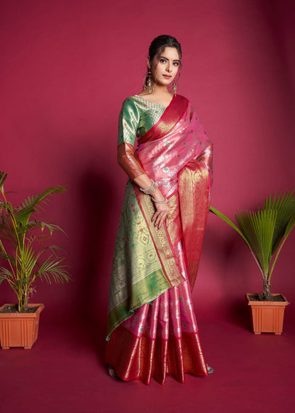 Soft Kanjivaram Silk Saree With Broad Contrast Border