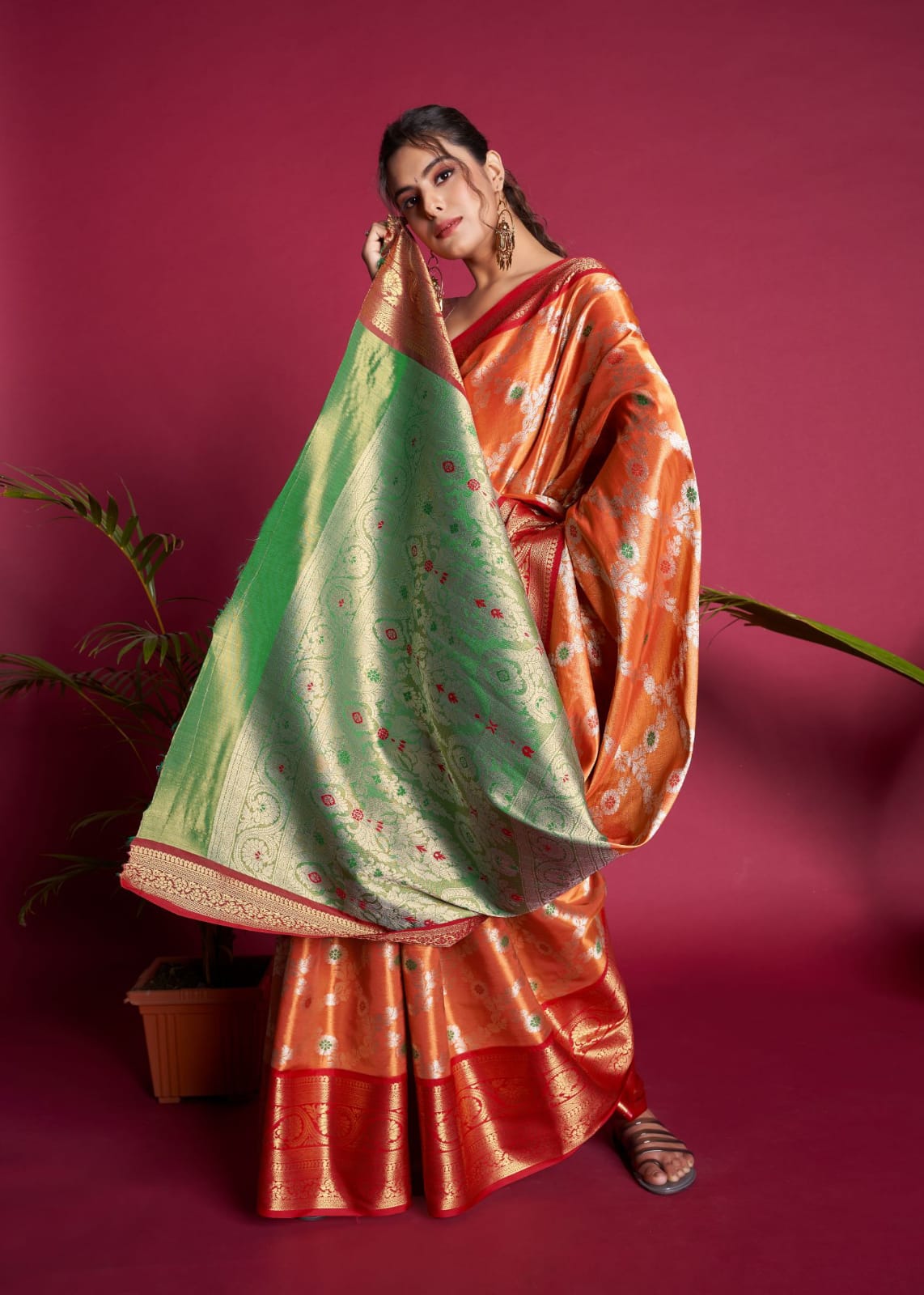 Soft Kanjivaram Silk Saree With Broad Contrast Border