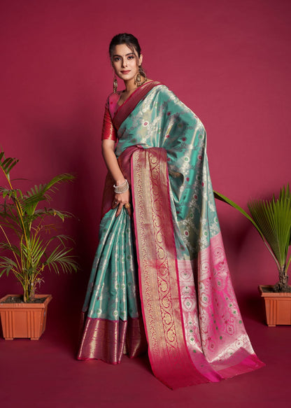 Soft Kanjivaram Silk Saree With Broad Contrast Border