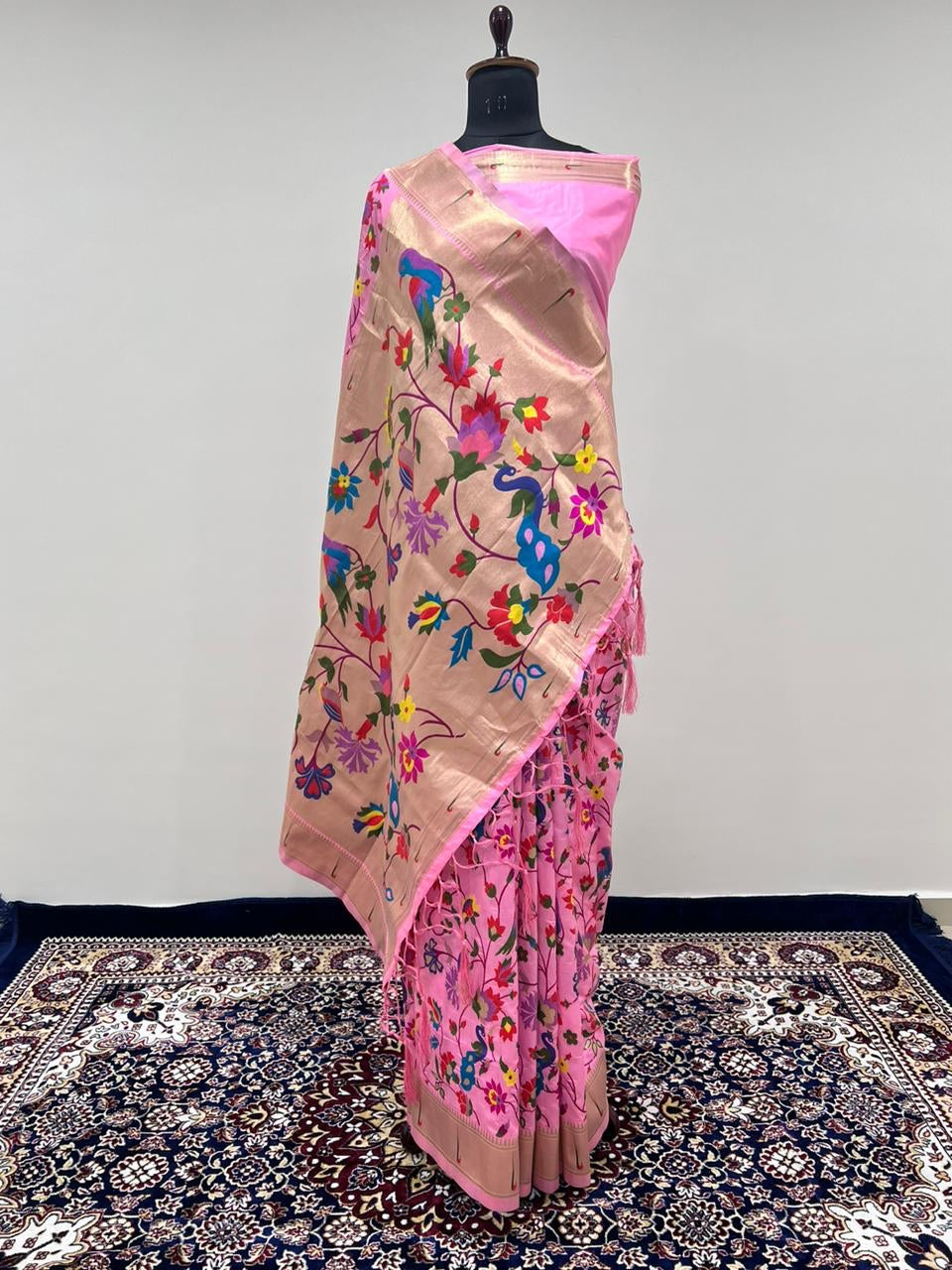 Beautiful Baby Pink Banarasi Paithani Silk Saree