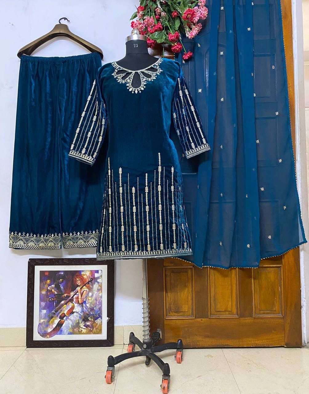 Light Blue Casual Wear Embroidered Heavy Rayon Kurti - Palazzo Set, Plazzo  Set, Plazo Dress, Designer Plazo Suit, Palazzo Suit Sets, प्लाज़ो सूट -  Maia Nava, Bengaluru | ID: 2851809031073