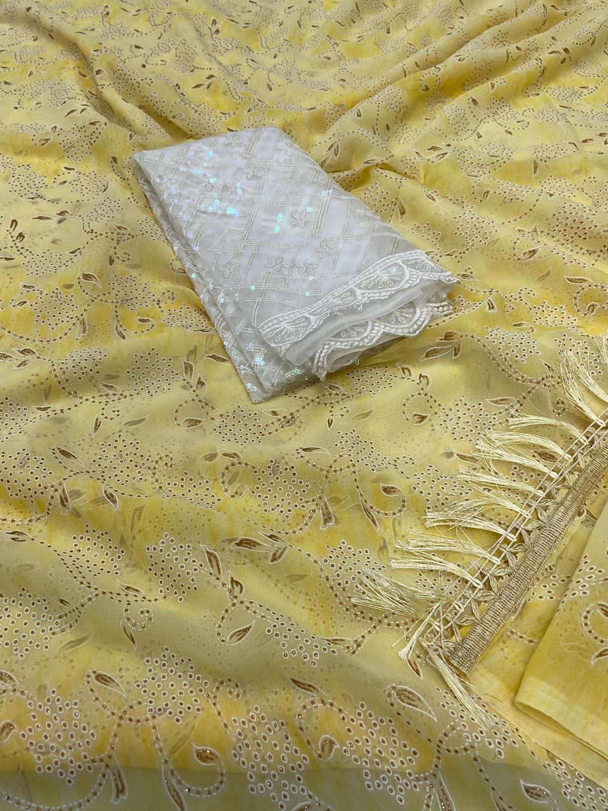 Soft Georgette Prisam With Pigment Work Allover