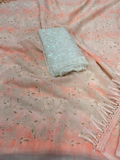 Soft Georgette Prisam With Pigment Work Allover