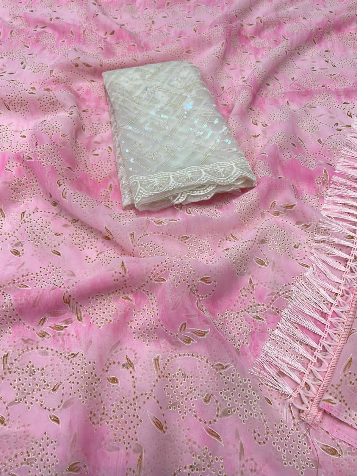 Soft Georgette Prisam With Pigment Work Allover