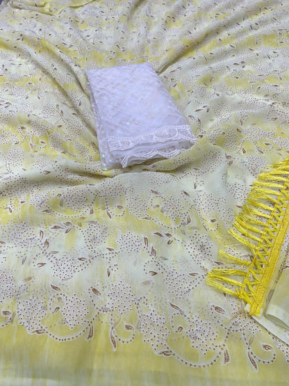 Soft Georgette Prisam With Pigment Work Allover