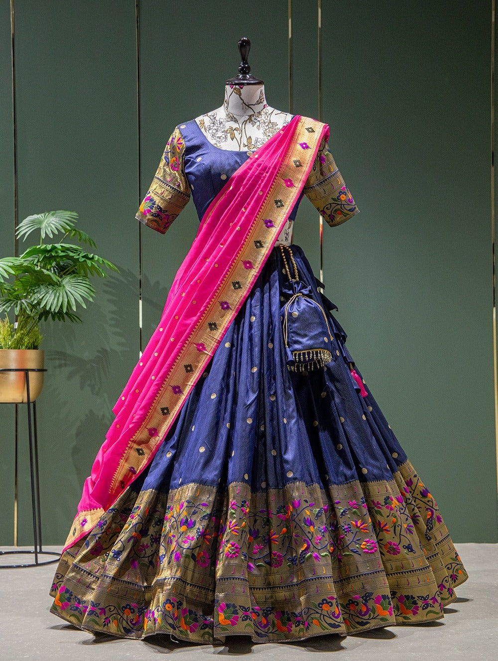 Launching Designer Wedding Wear Look Paired Our Rani Pink Paithani Leh –  Sareevillahub