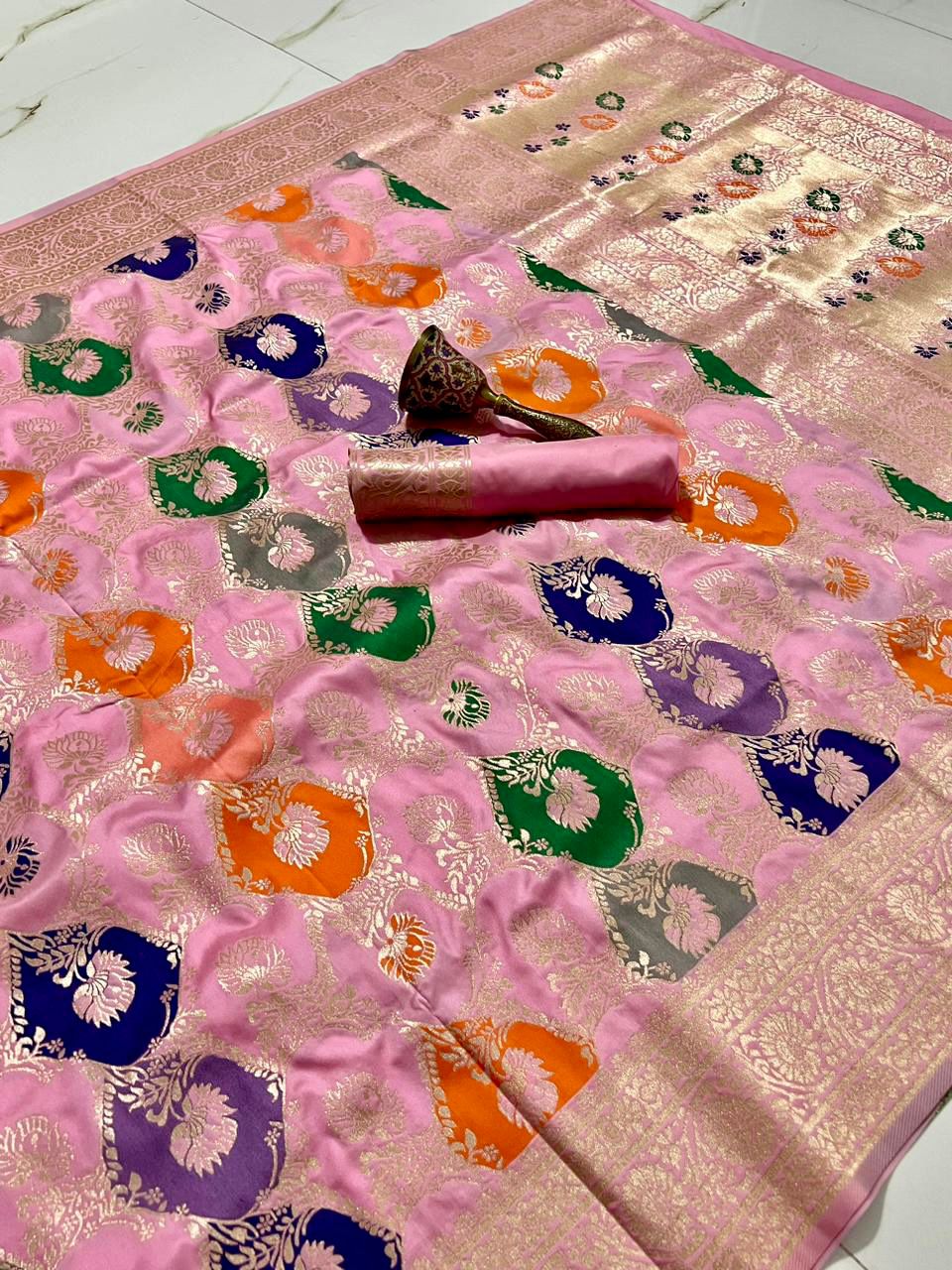 Soft Silk Saree With Minakari Zari Work