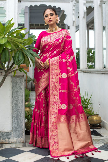 Soft Banarasi Silk Katan Saree With Silver and Gold Zari