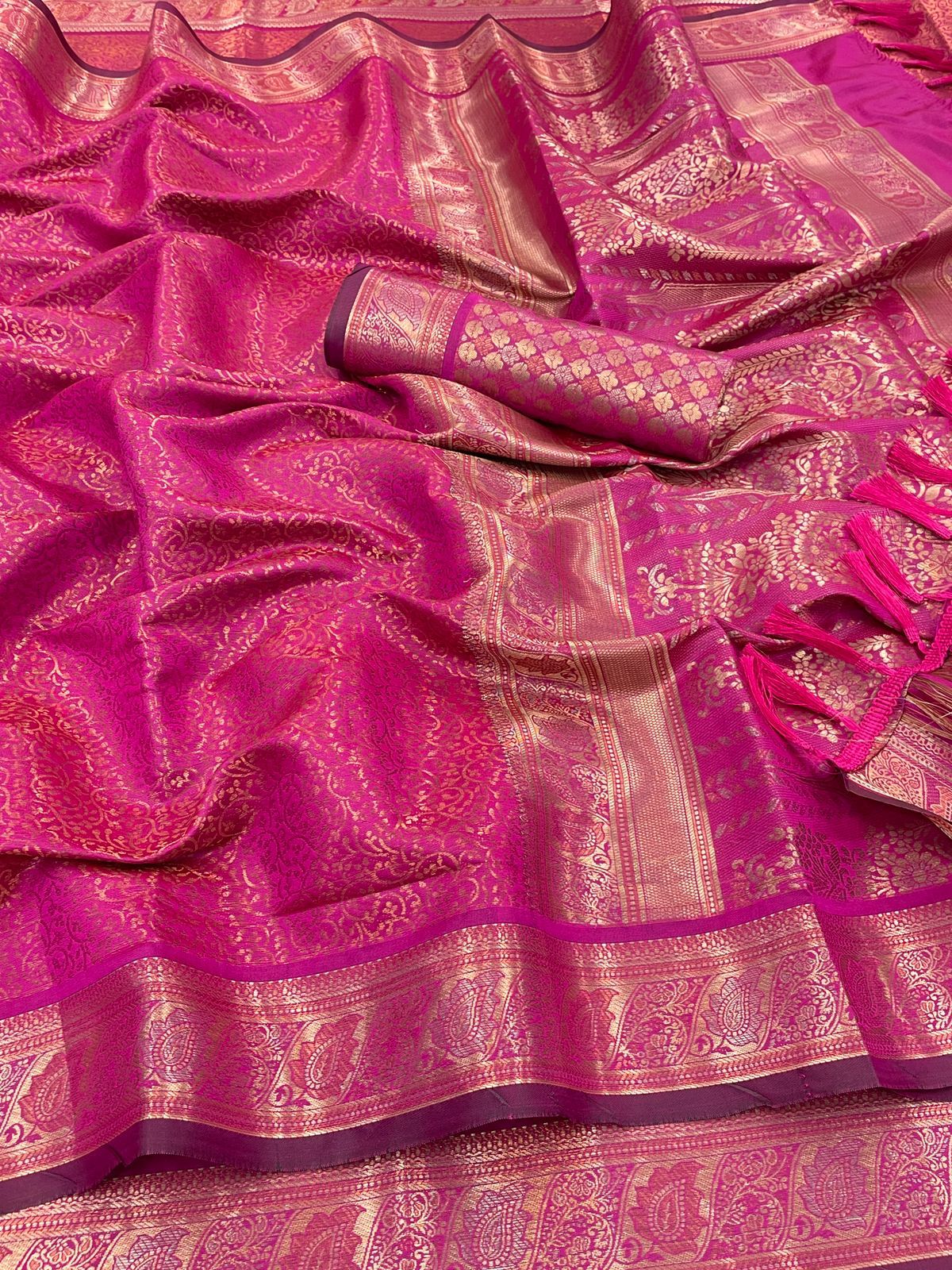 Soft Dharmavaram Lichi Silk Saree With Copper Zari Work