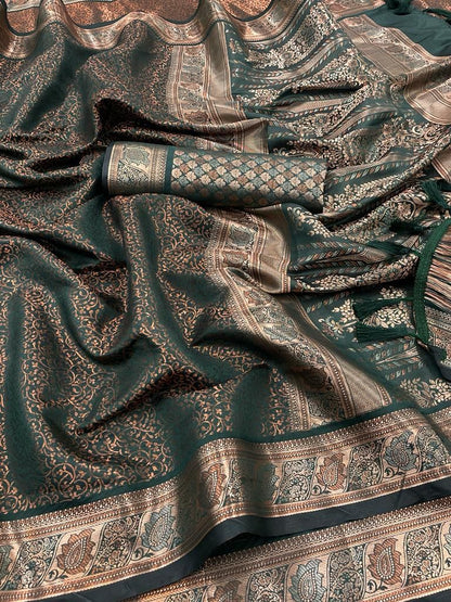 Soft Dharmavaram Lichi Silk Saree With Copper Zari Work