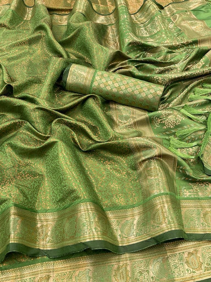 Soft Dharmavaram Lichi Silk Saree With Copper Zari Work