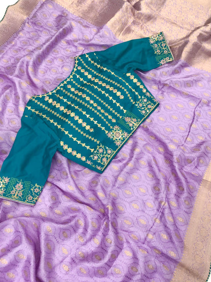 Pure Viscose Dola Silk Saree With Designer Blouse