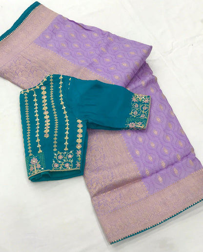 Pure Viscose Dola Silk Saree With Designer Blouse