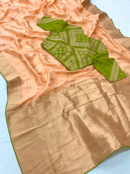 Pure Viscose Dola Silk Saree With Designer Blouse