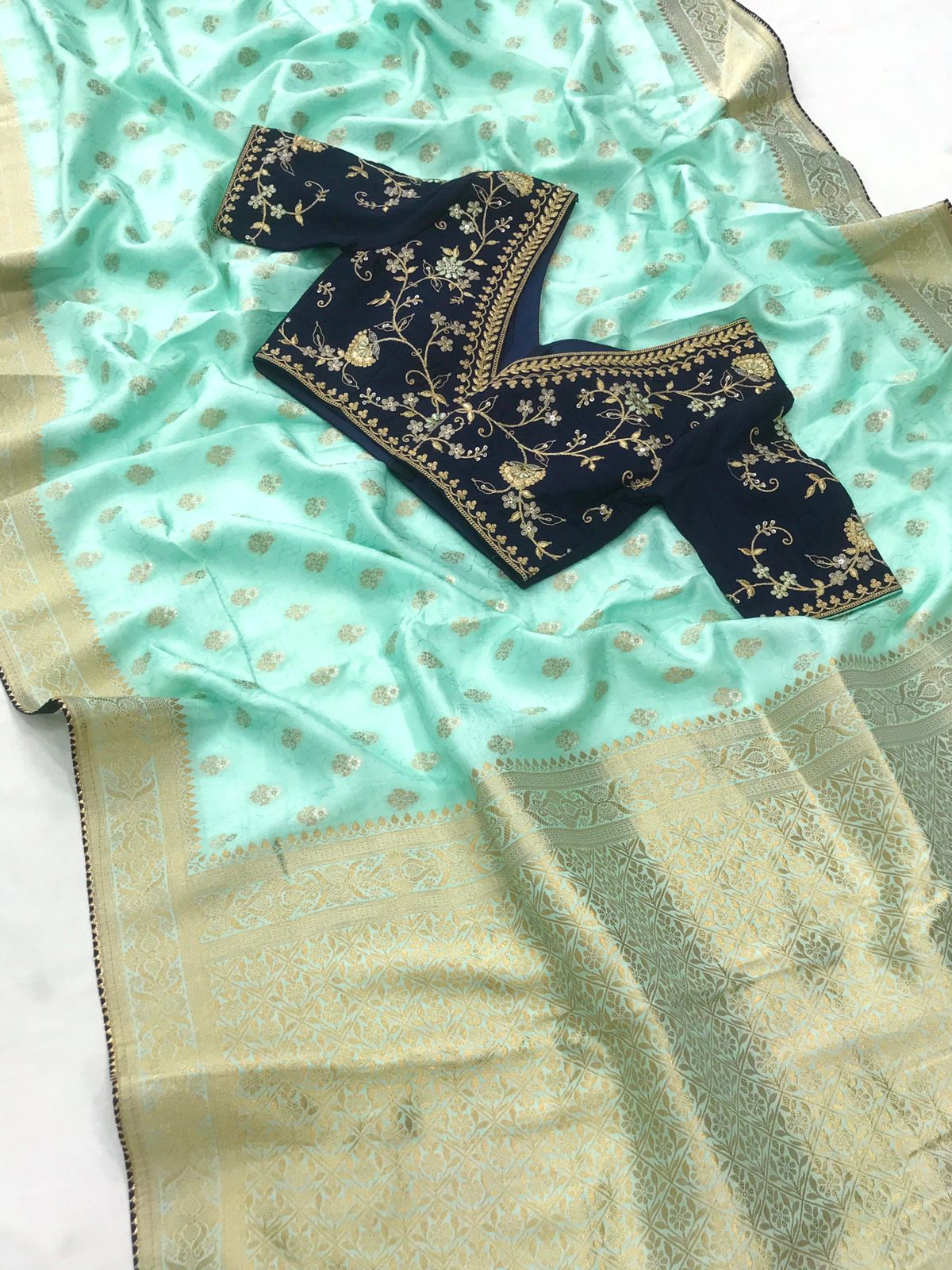 Pure Viscose Dola Silk Saree With Designer Blouse