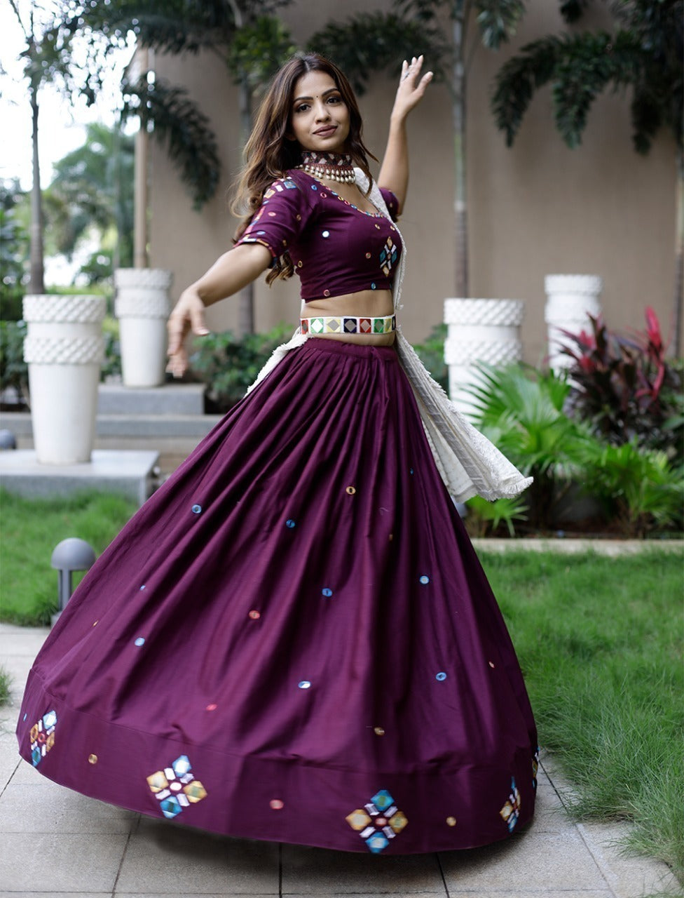 Wine belt Lehenga with choker blouse and pink dupatta | Party wear lehenga,  Indian bridal dress, Indian wedding outfits