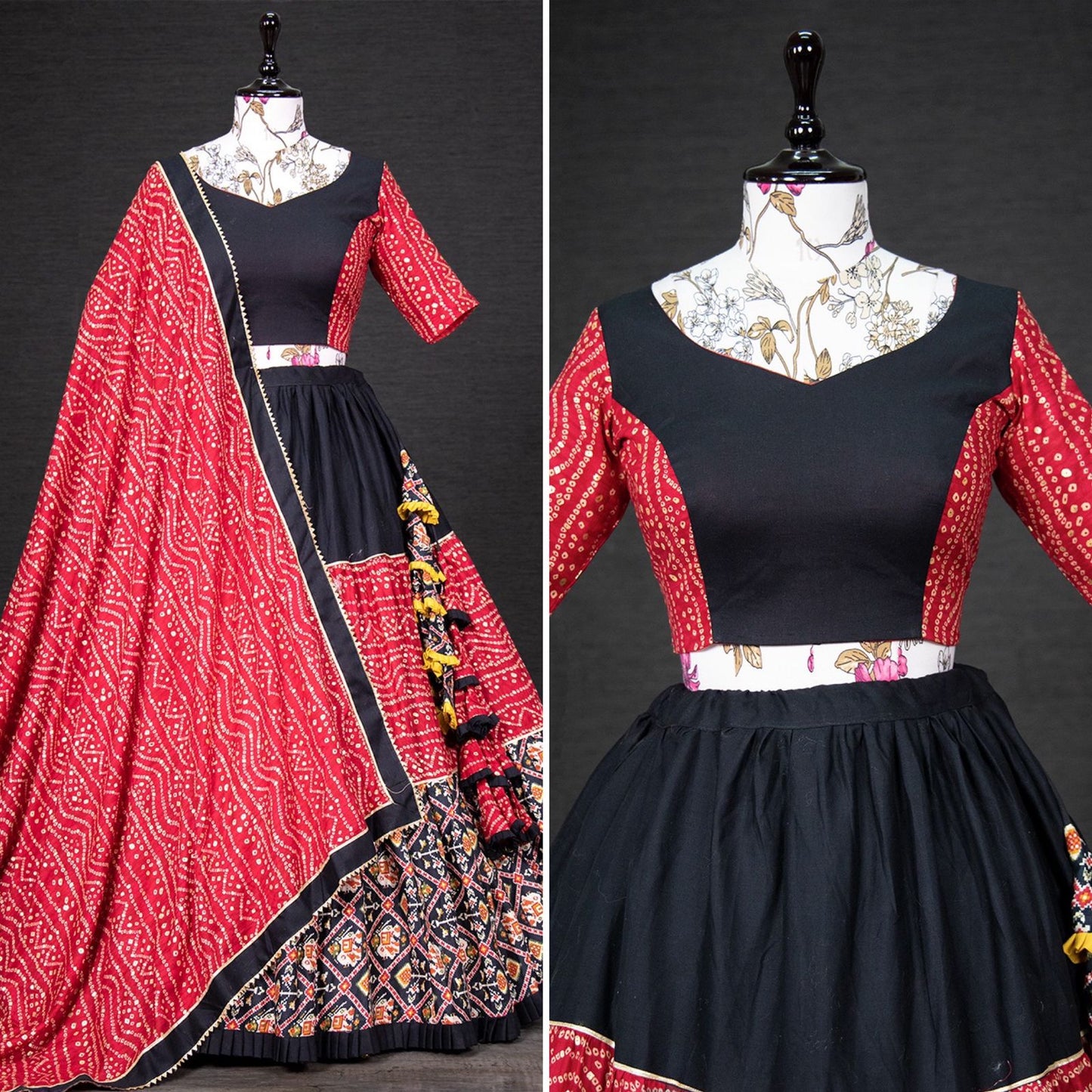 Gujarati Style Patola Silk and bandhani Printed Lehenga Choli